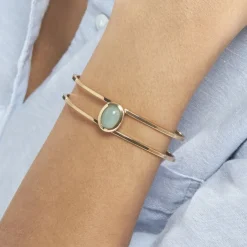 Histoire d'Or Bracelet Jonc Veina Plaqué Or Jaune Aventurine