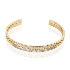 Bracelet Jonc Zoila Plaqué Or Pierre De Synthese Et Oxyde-Histoire d'Or Hot