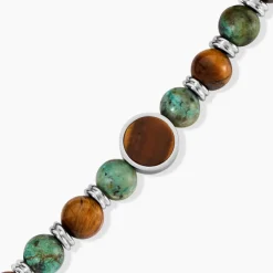 Bracelet Archimedes Acier Argenté Oeil De Tigre Turquoise-JOURDAN Sale