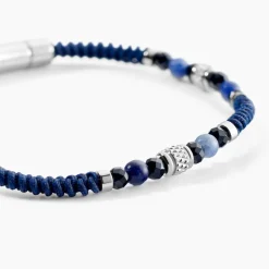 JOURDAN Bracelet Arttu Acier Argenté Sodalite Agate