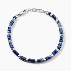 JOURDAN Bracelet Arttu Acier Argenté Lapis Lazuli
