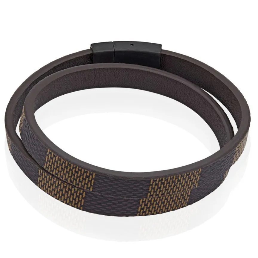 Bracelet Chicago Cuir Noir Et Marron-JOURDAN Hot