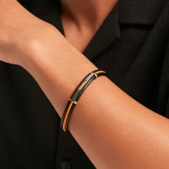 Bracelet Damayanti Cuir Noir-JOURDAN