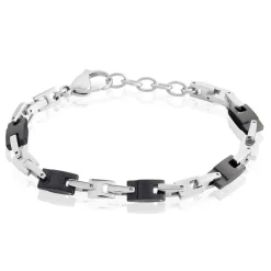 Bracelet Homme Black Beal Acier Argente-JOURDAN Clearance