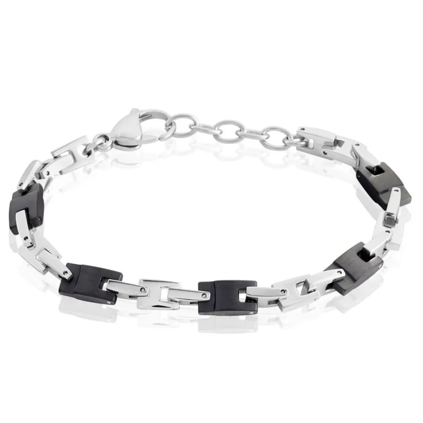 Bracelet Homme Black Beal Acier Argente-JOURDAN Clearance