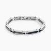 JOURDAN Bracelet Homme El Castillo Acier Bicolore Noir Et Blanc