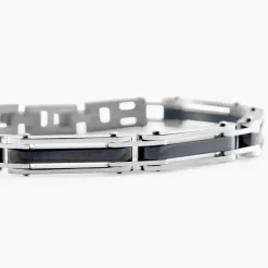 JOURDAN Bracelet Homme El Castillo Acier Bicolore Noir Et Blanc