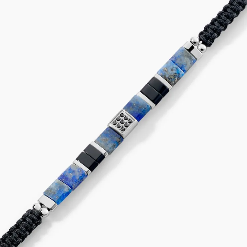 Bracelet Jahan Acier Argenté Lapis Lazuli Agate-JOURDAN Best