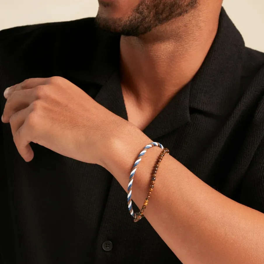 JOURDAN Bracelet Renatus Acier Argenté Oeil De Tigre