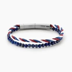 Bracelet Renatus Acier Argenté Lapis Lazuli-JOURDAN Sale