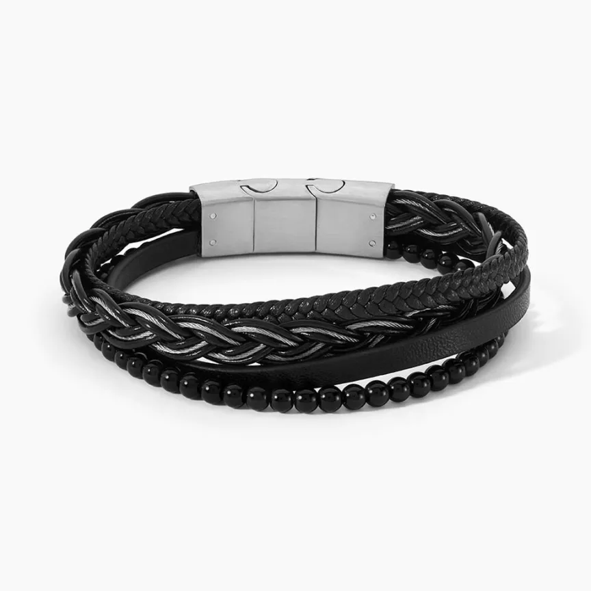 Bracelet Tex Cuir Noir Onyx-JOURDAN Outlet