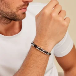 JOURDAN Bracelet Wild Acier Blanc Et Bleu