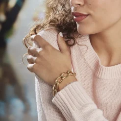 Bracelet Justinien Acier Doré-Histoire d'Or New