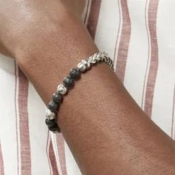 Histoire d'Or Bracelet Kiyo Acier Blanc Pierre De Lave