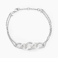 Histoire d'Or Bracelet Link Argent Blanc Céramique Et Oxyde De Zirconium