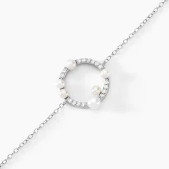 Histoire d'Or Bracelet Lua Argent Blanc Oxyde De Zirconium Perle De Culture