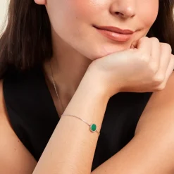 Histoire d'Or Bracelet Lunatique Argent Blanc Malachite Onyx