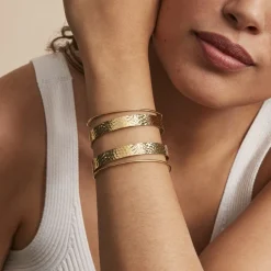 Histoire d'Or Bracelet Manchette Chita Acier Doré