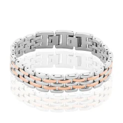 Bracelet Mareva Maille Grain De Riz Acier Bicolore-Histoire d'Or Hot