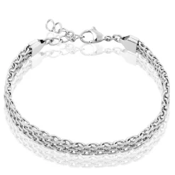 Bracelet Metropolitan Maille Fantaisie Acier Blanc-Histoire d'Or Discount