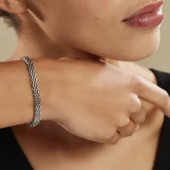 Bracelet Metropolitan Maille Fantaisie Acier Blanc-Histoire d'Or Discount