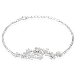Histoire d'Or Bracelet Midnight Flower Argent Blanc Oxyde De Zirconium