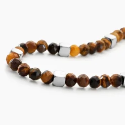 Bracelet Oleg Acier Blanc Oeil De Tigre-Histoire d'Or Clearance