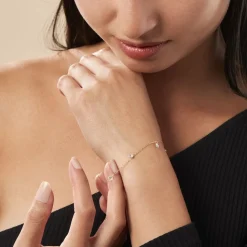 Histoire d'Or Bracelet Or Jaune Leucitica Oxydes De Zirconium