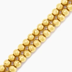 Histoire d'Or Bracelet Perles Solaires Acier Jaune