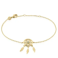 Histoire d'Or Bracelet Plaqué Or Jaune Attrape Rêves Turquoise Bleue