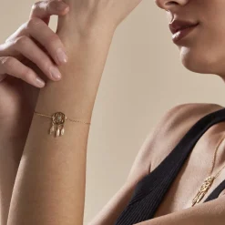 Histoire d'Or Bracelet Plaqué Or Jaune Attrape Rêves Turquoise Bleue