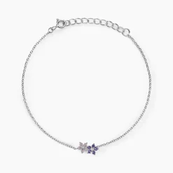 Histoire d'Or Bracelet Purple Bloom Argent Blanc Oxyde De Zirconium