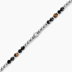 Histoire d'Or Bracelet Risor Acier Blanc Oeil De Tigre Agate