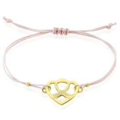 Bracelet Solidaire Lutte Contre Le Cancer Laiton Doré-Histoire d'Or New
