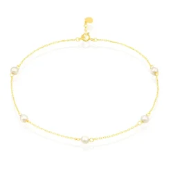 Histoire d'Or Chaîne De Cheville Akif Or Jaune Perle De Culture