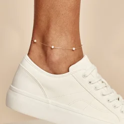 Histoire d'Or Chaîne De Cheville Akif Or Jaune Perle De Culture