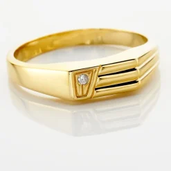 Chevaliere Or Jaune Diomedes Diamant-Histoire d'Or New