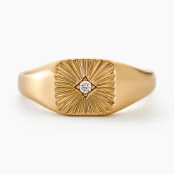 Histoire d'Or Chevaliere Plaqué Or Erditse Oxyde De Zirconium