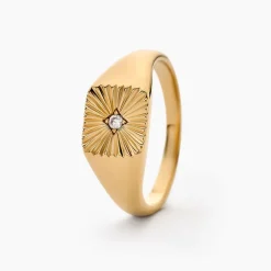 Histoire d'Or Chevaliere Plaqué Or Erditse Oxyde De Zirconium