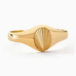 Histoire d'Or Chevaliere Solarium Or Jaune Ovale Soleil