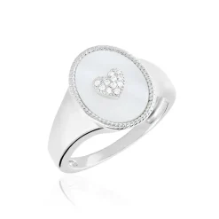 Histoire d'Or Chevalière Aracely Argent Blanc Nacre Oxyde De Zirconium