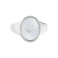 Histoire d'Or Chevalière Aracely Argent Blanc Nacre Oxyde De Zirconium