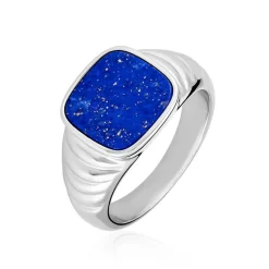 Histoire d'Or Chevalière Argent Blanc Calisto Lapis Lazuli
