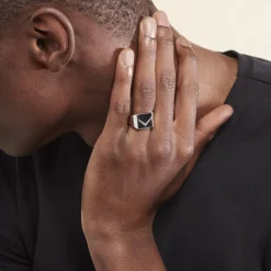 Chevalière Argent Blanc Christoffer Email-Histoire d'Or Hot