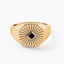 Histoire d'Or Chevalière Arlo Plaque Or Jaune Spinelle