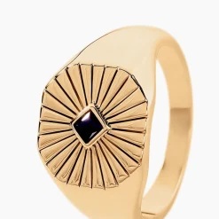 Histoire d'Or Chevalière Arlo Plaque Or Jaune Spinelle