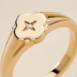 Chevalière Cosma Plaqué Or Jaune Oxyde De Zirconium-Histoire d'Or New