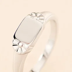 Histoire d'Or Chevalière Darian Argent Blanc