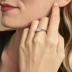 Histoire d'Or Chevalière Darian Argent Blanc