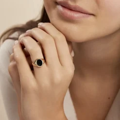 Histoire d'Or Chevalière Gerolt Ovale Or Jaune Onyx